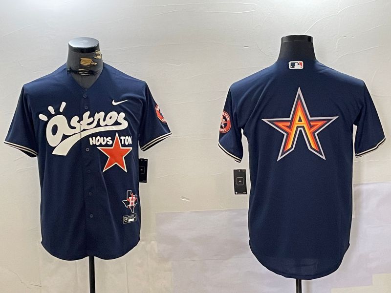 Men Houston Astros Blank Blue Second generation joint name Nike 2024 MLB Jersey style 2->->MLB Jersey